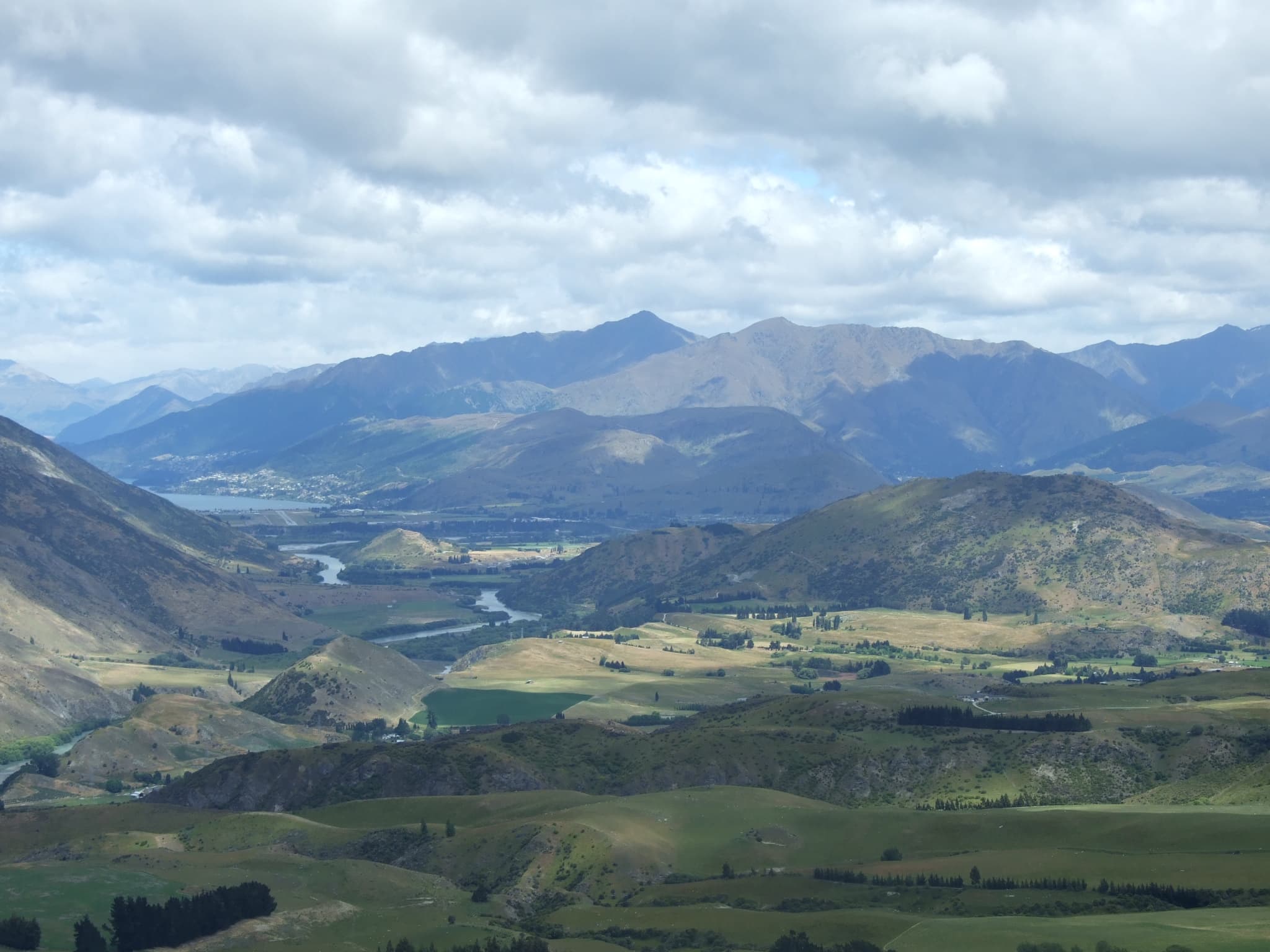 Panoramic view of the Queenstown Lakes valley and river